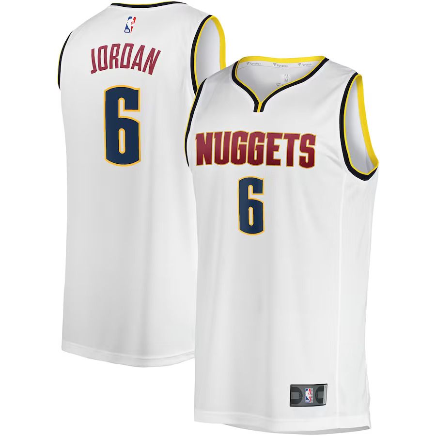Men Denver Nuggets 6 DeAndre Jordan Fanatics Branded White Fast Break Player NBA Jersey